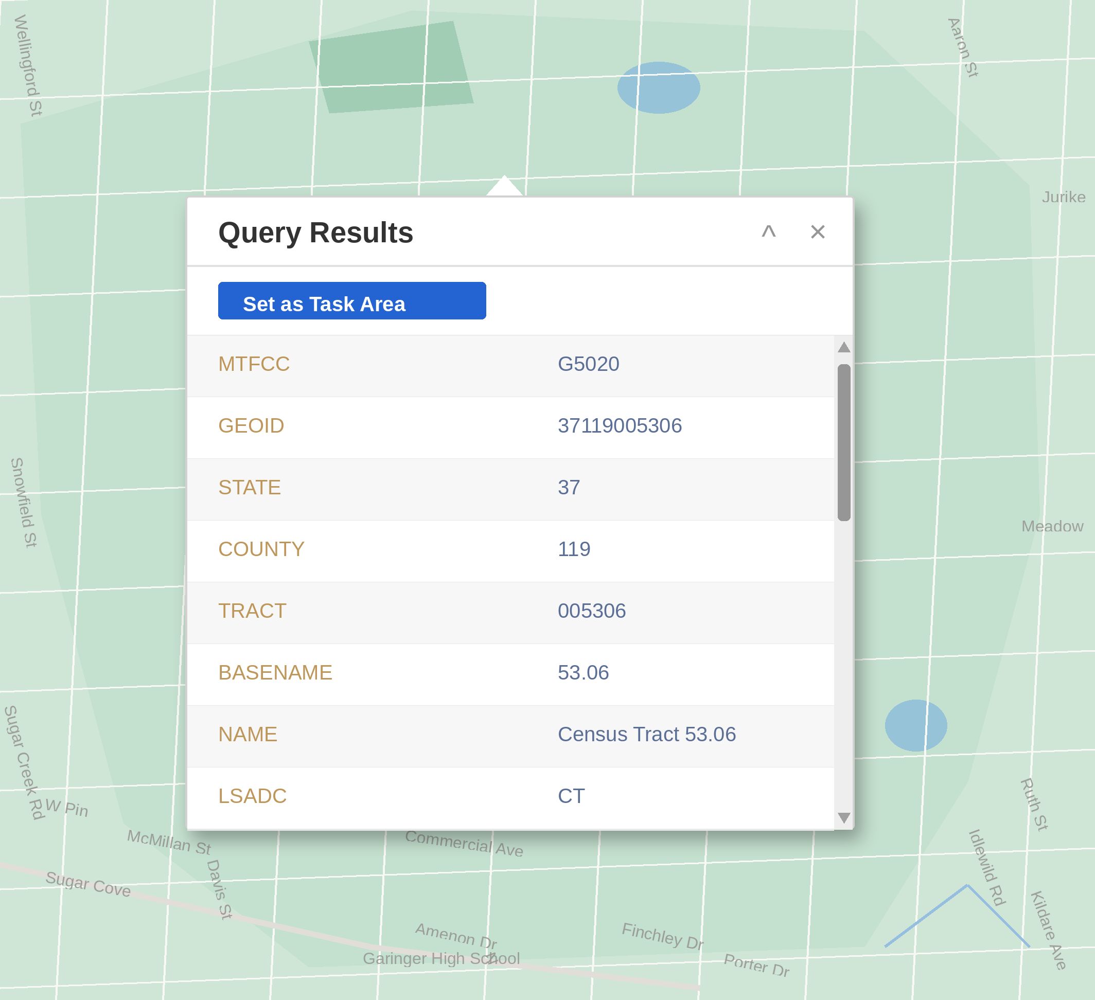 set as task area query